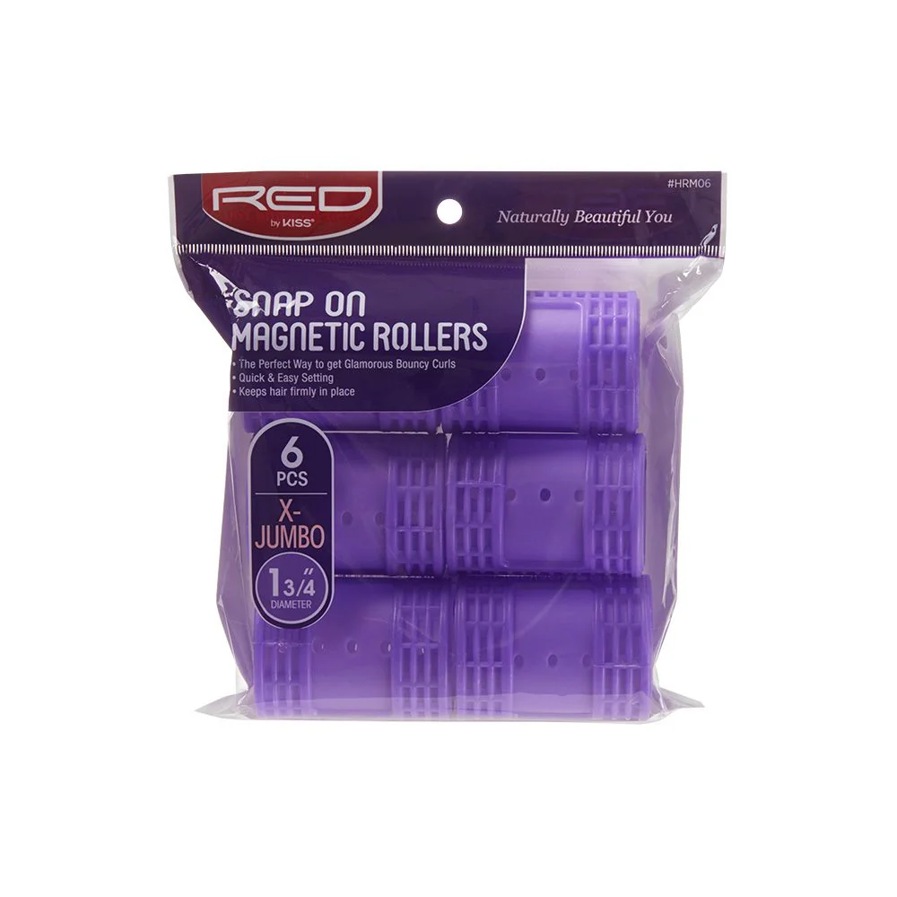 Red by Kiss Snap On Magnetic Rollers 6pcs 1 3/4" X-Jumbo #HRM06