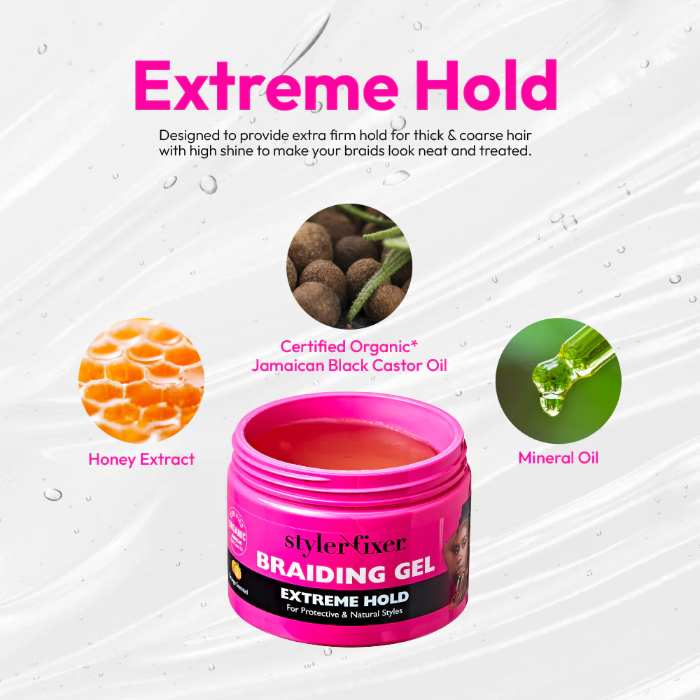 Red by Kiss Styler Fixer Braiding Gel 6oz #SBE01 Extreme Hold - Image 4