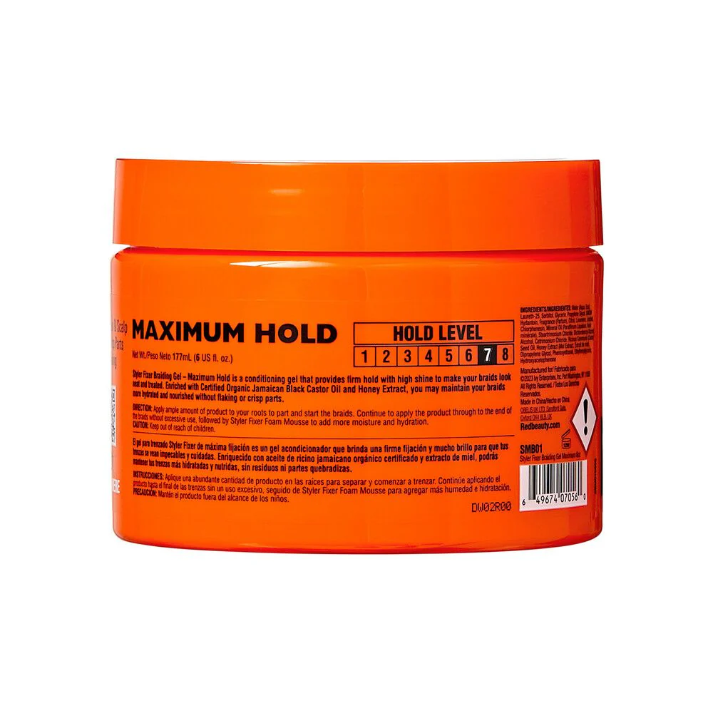 Red by Kiss Styler Fixer Braiding Gel 6oz #SBM01 Maximum Hold - Image 3