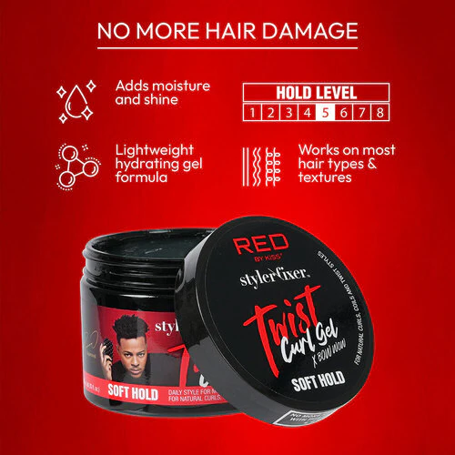 Red by Kiss Styler Fixer Twist Curl Gel 6oz #STG01 Soft Hold - Image 3
