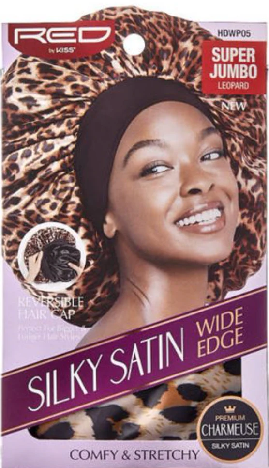 Red by Kiss Super Jumbo Silky Satin Wide Edge Cap #HDWP05 Leopard