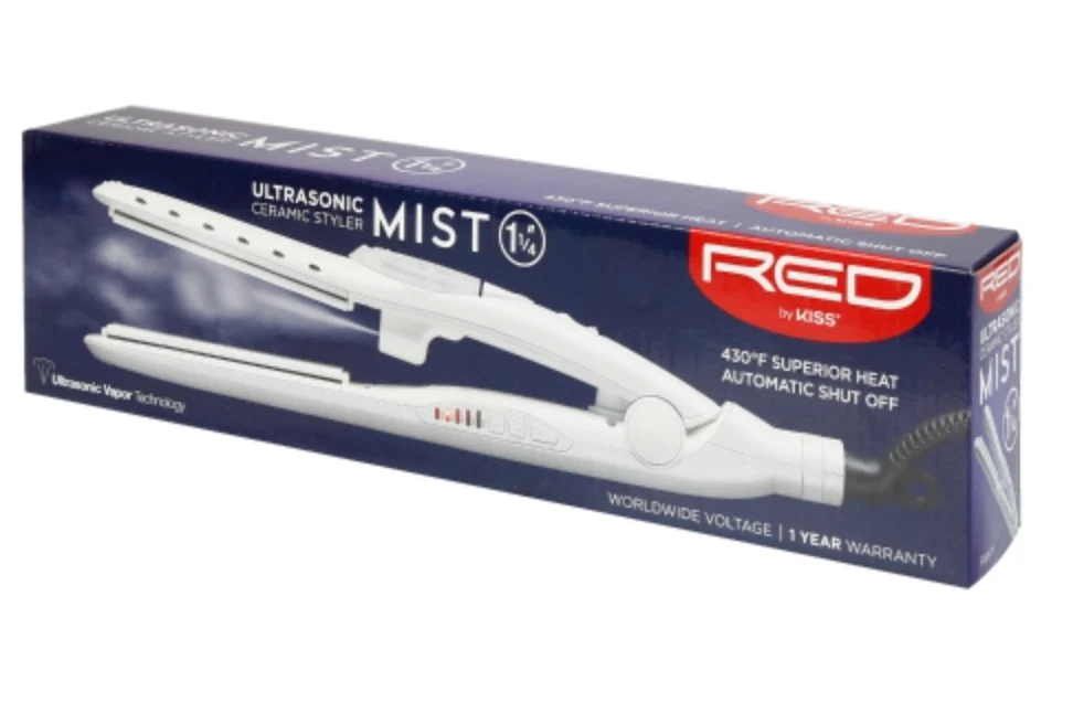 Red by Kiss Ulatrasonic Ceramic Styler Flat Iron Mist 1 1/4" #FIM125 - Image 3