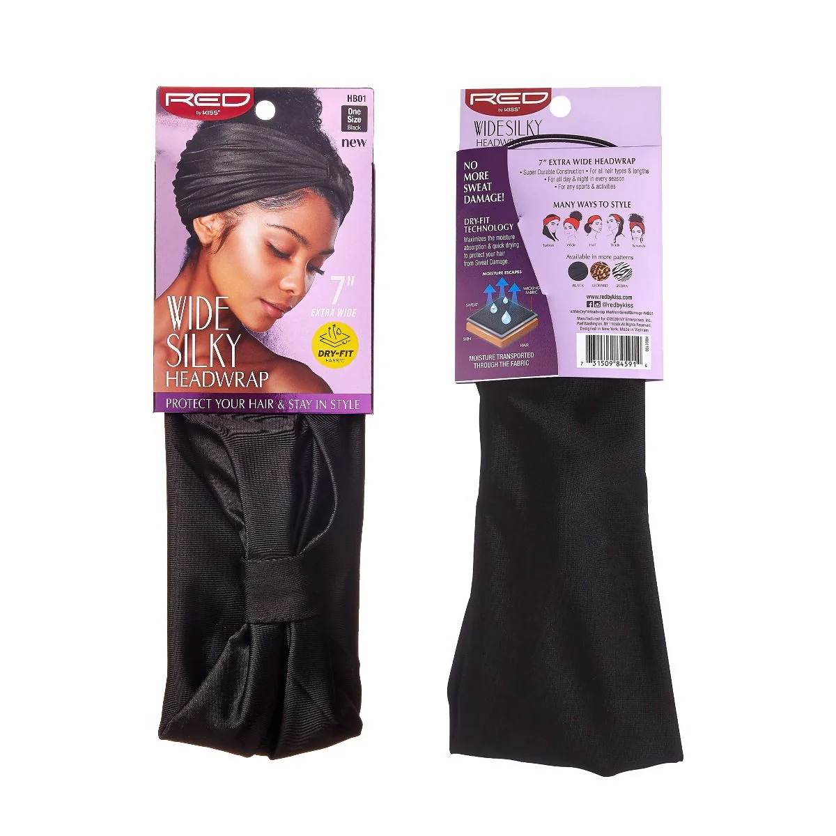 Red by Kiss Wide Silky Headwrap #HB01 Black - Image 2