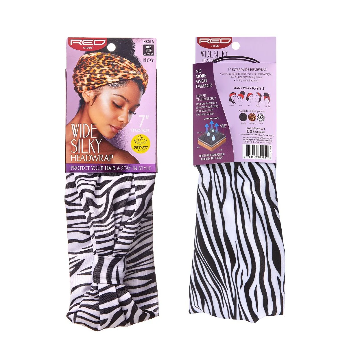 Red by Kiss Wide Silky Headwrap #HB03 Zebra