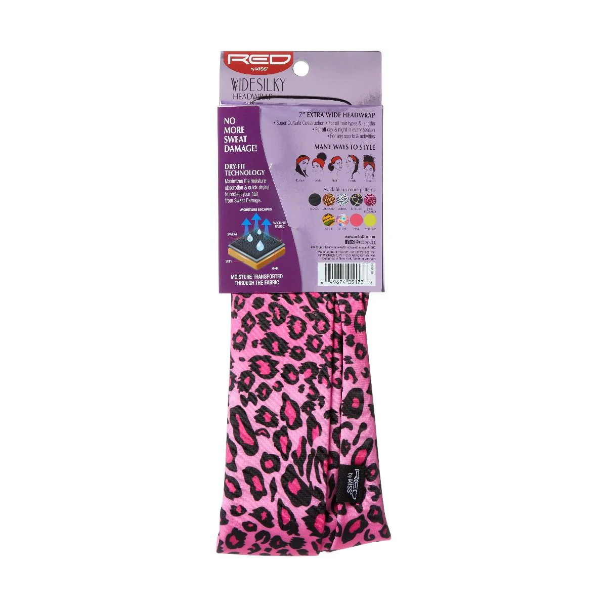 Red by Kiss Wide Silky Headwrap #HB05 Pink Leopard - Image 2