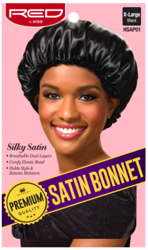 Red by Kiss X-Large Satin Bonnet #HSAP01 Black