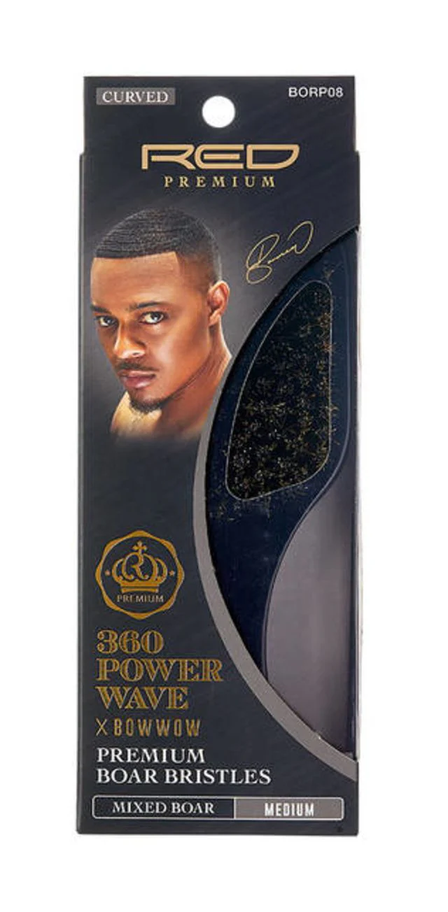 RED Premium 360 Power Wave Brush X Bow Wow - Medium Club #BR21(BORP08)