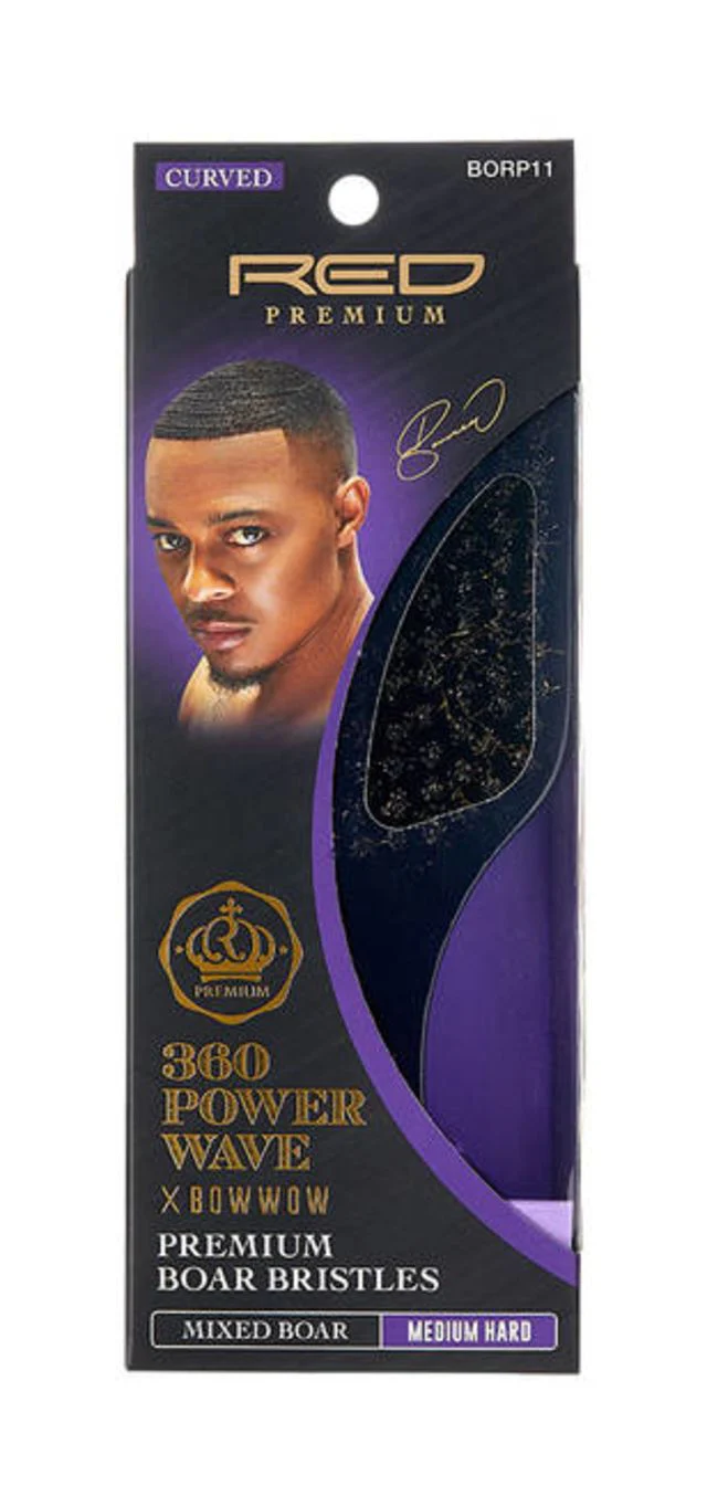 RED Premium 360 Power Wave Brush X Bow Wow - Medium Hard Club #BR24(BORP11)