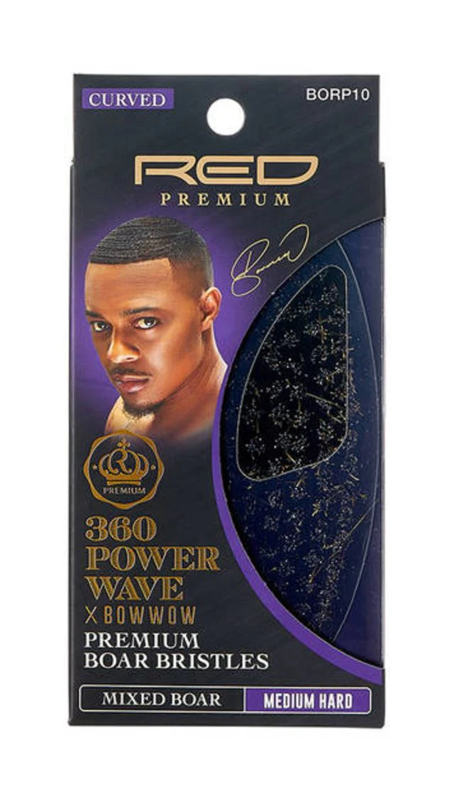 RED Premium 360 Power Wave Brush X Bow Wow - Medium Hard Palm #BR23(BORP10)