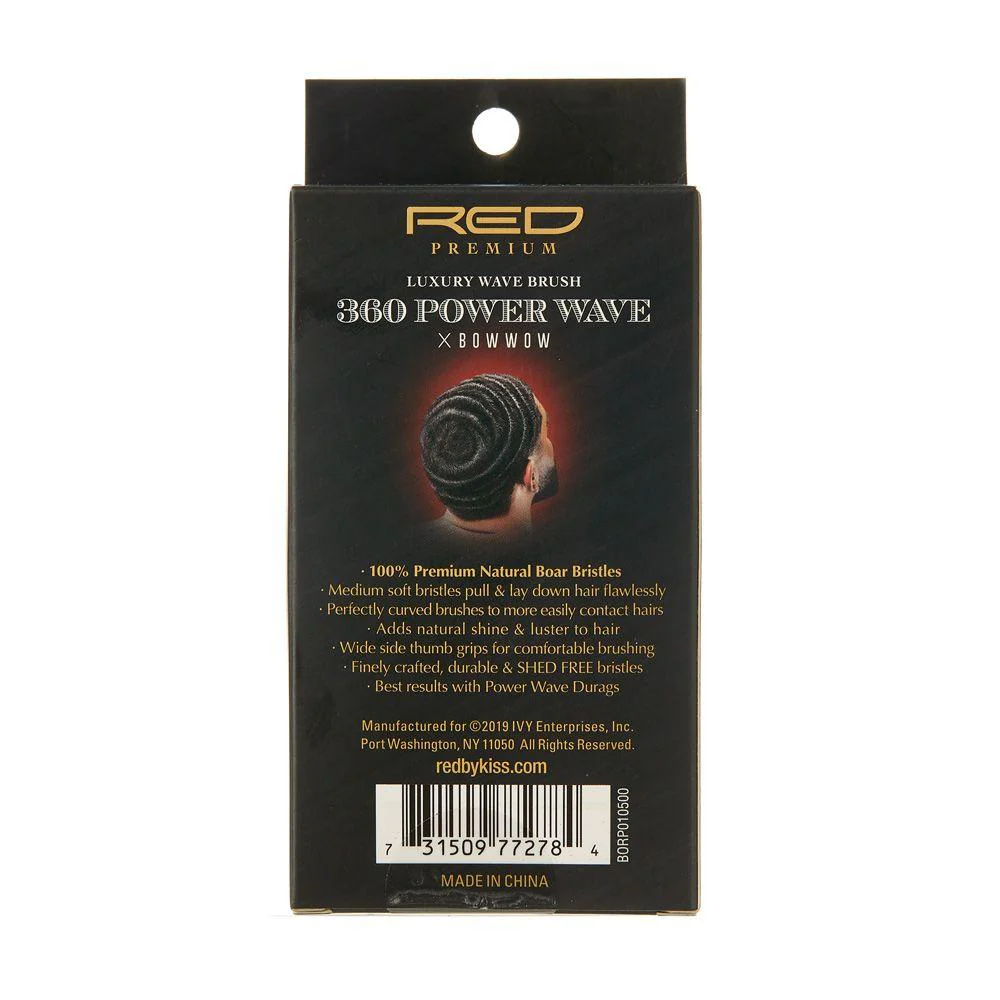 RED Premium 360 Power Wave Brush X Bow Wow - Medium Soft Palm #BR14(BORP01) - Image 3