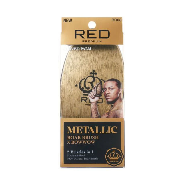 RED Premium Metallic Boar Brush X Bow Wow - Curved Palm #BR08