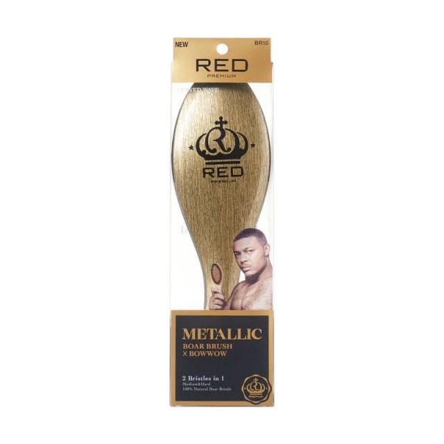 RED Premium Metallic Boar Brush X Bow Wow - Curved Wave #BR10