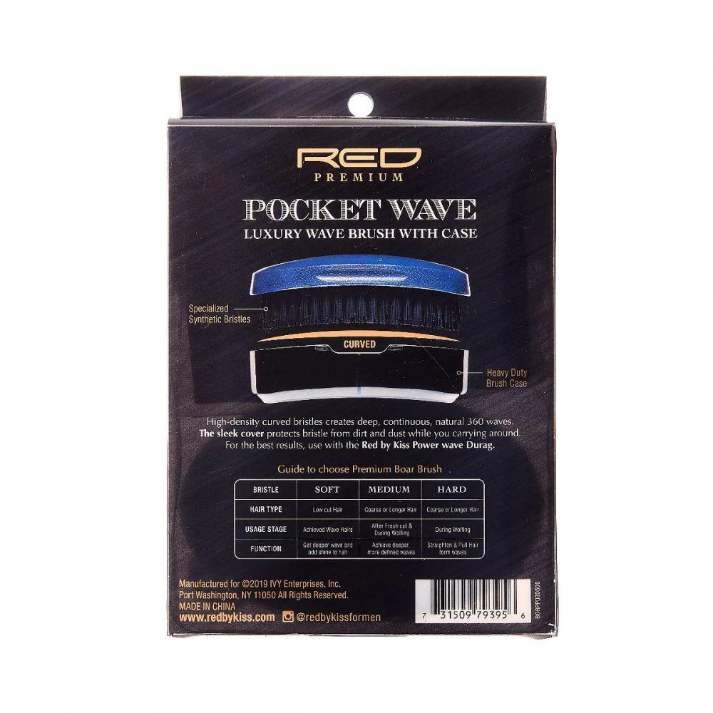 RED Premium Pocket Wave Brush X Bow Wow - Curved Palm Brush HARD #BR33(BORPP03) - Image 3