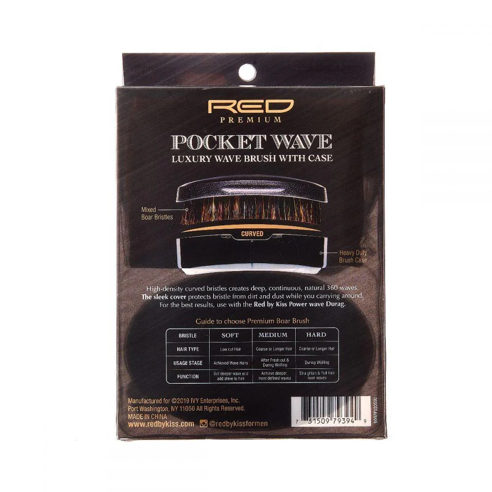 RED Premium Pocket Wave Brush X Bow Wow - Curved Palm Brush MEDIUM #BR32(BORPP02) - Image 3