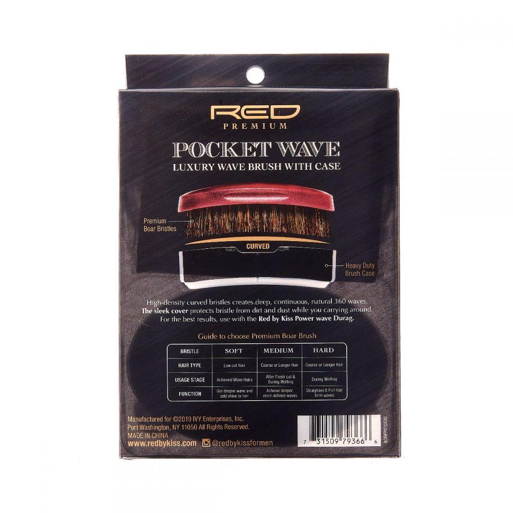 RED Premium Pocket Wave Brush X Bow Wow - Curved Palm Brush SOFT #BR31(BORPP01) - Image 3