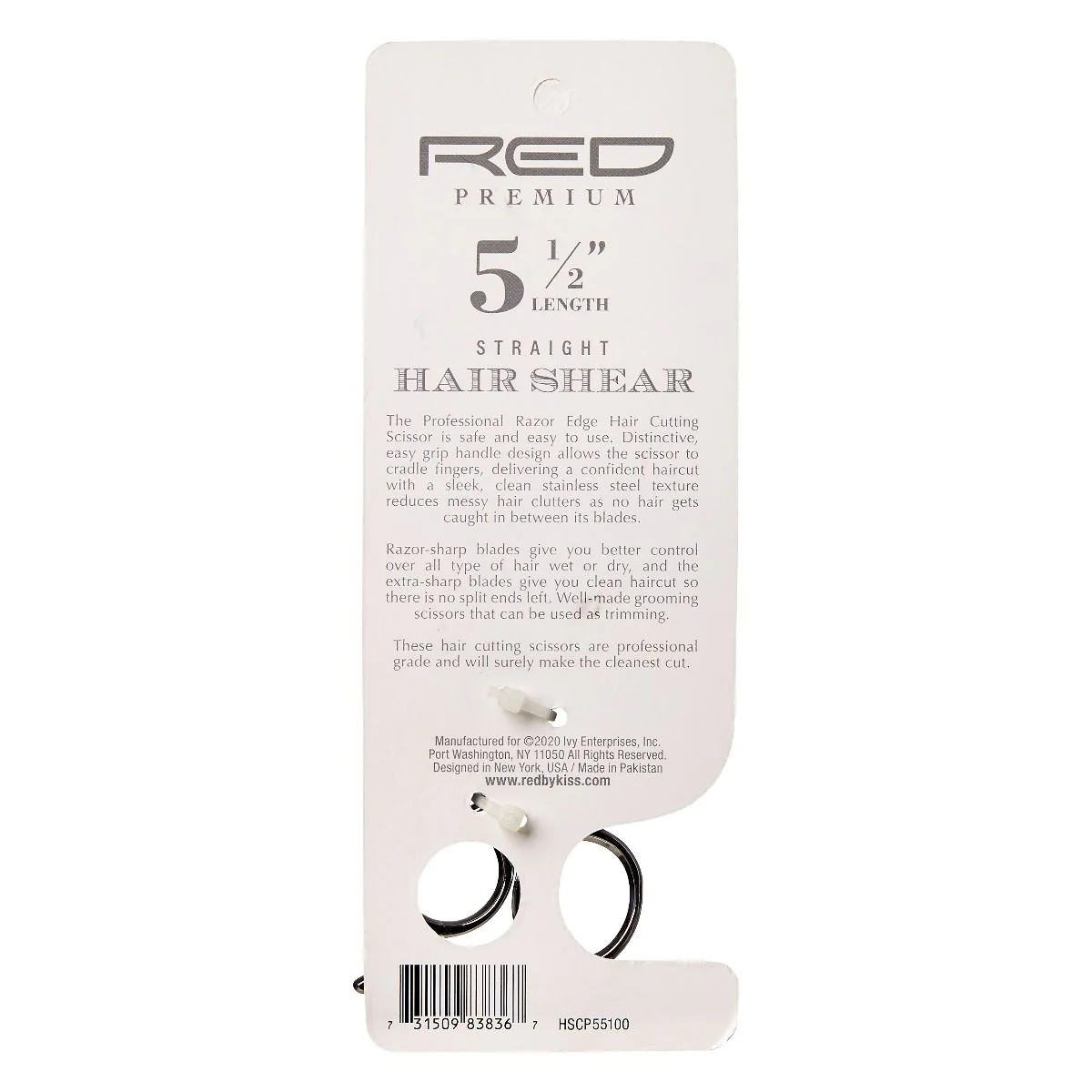 Red Premium Straight Hair Shear 5 1/2" #HSCP55 - Image 4