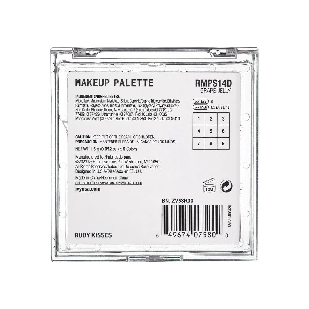 Ruby Kisses Grape Jelly Makeup Palette Eyeshadow #RMPS14D - Image 3