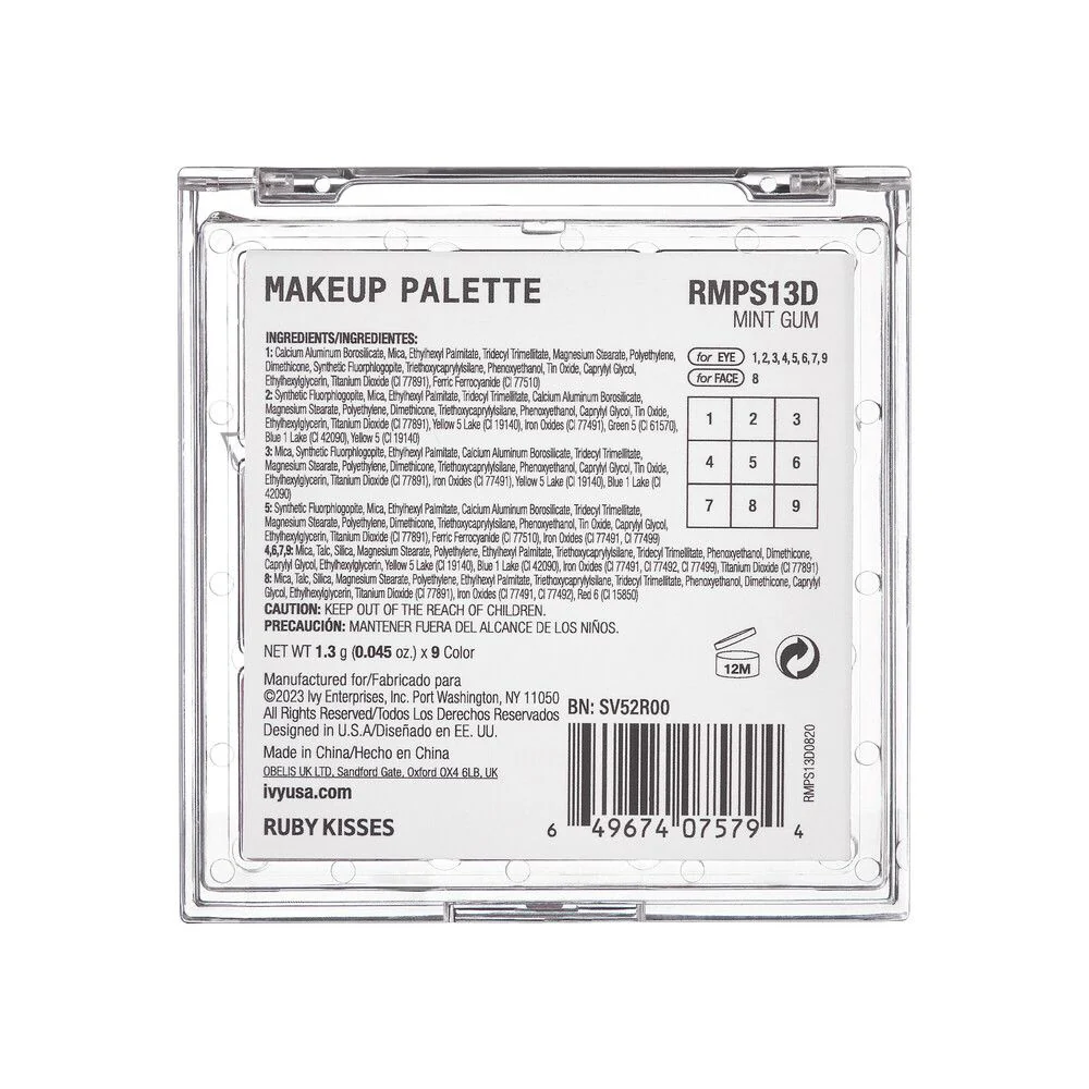 Ruby Kisses Mint Gum Makeup Palette Eyeshadow #RMPS13D - Image 3