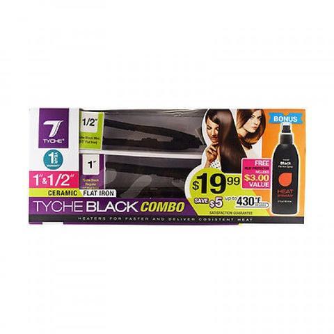 Nicka K New York Tyche Black Ceramic Flat Iron 1" and 1/2" Combo #TBCOM